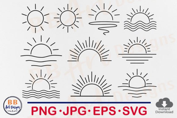 Download Sun SVG Bundle, Sunrise Clipart Vector - Art Collection