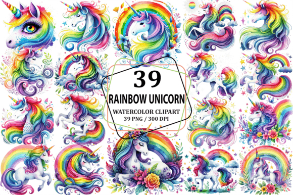 Download Watercolor Rainbow Unicorn Clipart PNG - Art Collection