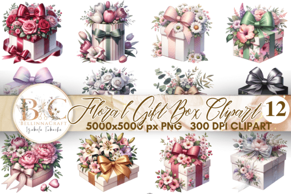 Download Floral Gift Box Happy Birthday Clipart - Art Collection