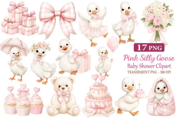 Download Pink Silly Goose Baby Shower Clipart - Art Collection