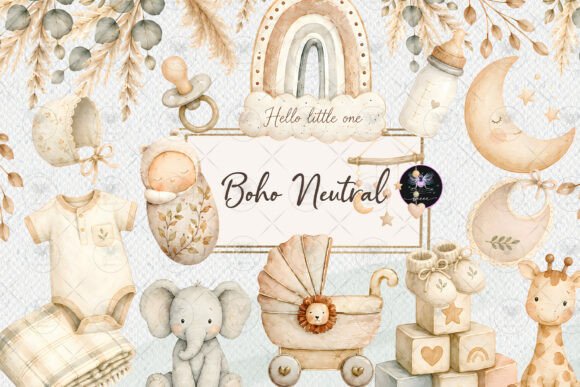 Download Boho Neutral Baby Shower Clipart - Art Collection