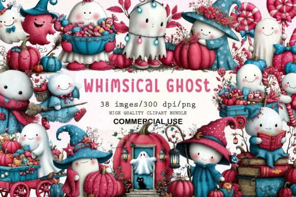 Download Whimsical Ghost Clipart Bundle - Art Collection