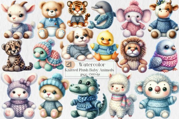 Download Knitted Plush Baby Animals Clipart PNG - Art Collection