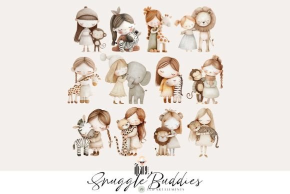 Download Snuggle Buddies Baby Animals Clipart - Art Collection