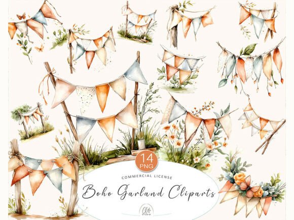 Download Boho Garland Clipart PNG Set - Art Collection