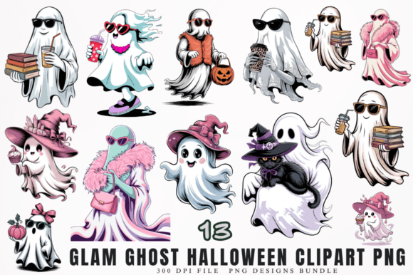 Download Glam Ghost Halloween Clipart PNG Designs - Art Collection