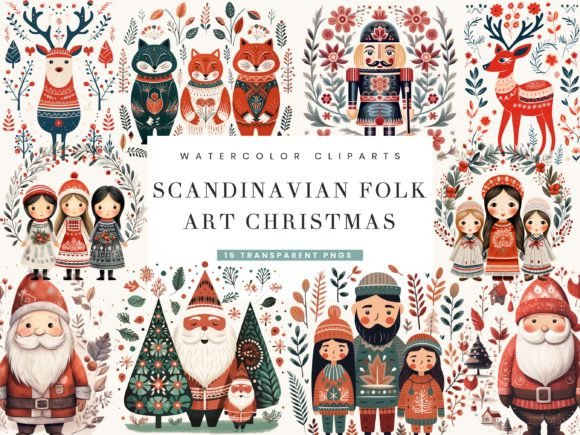 Download Scandinavian Folk Art Christmas Clipart - Art Collection