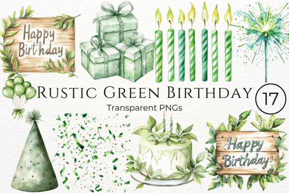 Download Rustic Green Birthday Watercolor Clipart - Art Collection