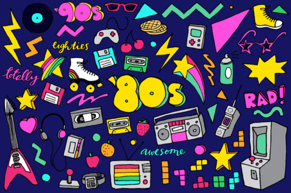 Download 80s Clipart Hand Drawn Illustrations - Art Collection