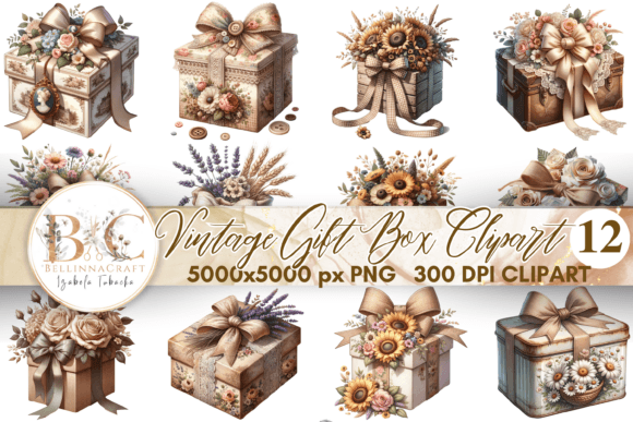 Download Vintage Rustic Gift Box Clipart Boundles - Art Collection