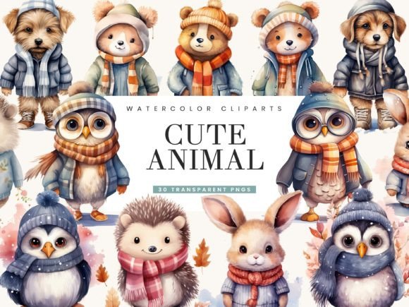 Download Watercolor Cute Animal Clipart Bundle - Art Collection