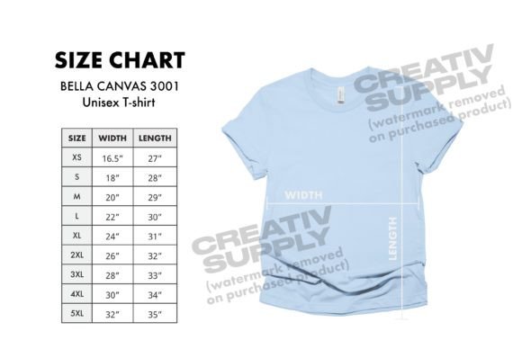Download Bella Canvas 3001 Size Chart Mockup - Art Collection