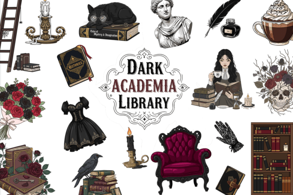 Download Dark Academia Clipart Bundle, Gothic - Art Collection