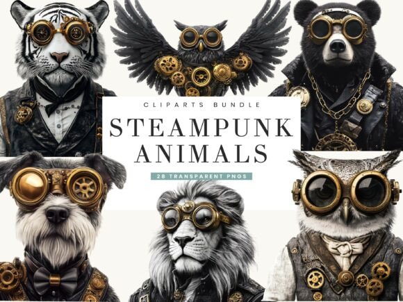 Download Steampunk Animals Portrait Clipart - Art Collection