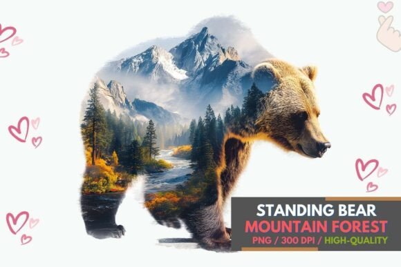 Download Standing Bear Mountain Forest Art PNG - Art Collection