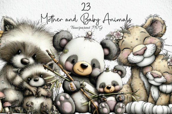 Download Mother and Baby Animals Clipart PNG - Art Collection