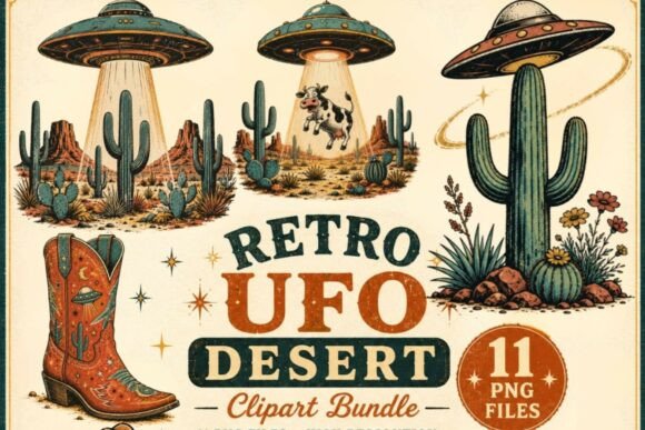 Download Retro UFO Desert Clipart PNG, 11 Western - Art Collection