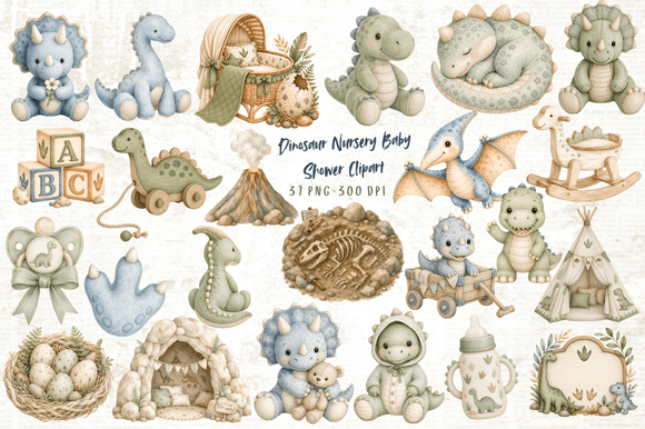 Download Dinosaur Nursery Baby Shower Clipart - Art Collection