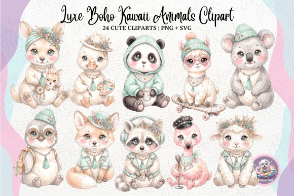 Download Luxe Boho Kawaii Animals Clipart - Art Collection