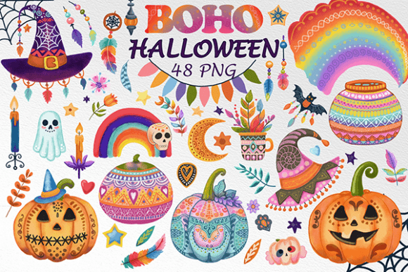 Download Boho Halloween Clipart Bundle | PNG - Art Collection