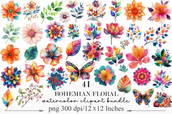 Download Bohemian Floral Clipart PNG - Art Collection
