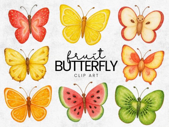Download Fruit Inspired Butterflies Clipart PNG - Art Collection