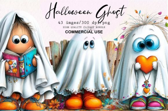 Download Whimsical Halloween Ghost Clipart Bundle - Art Collection