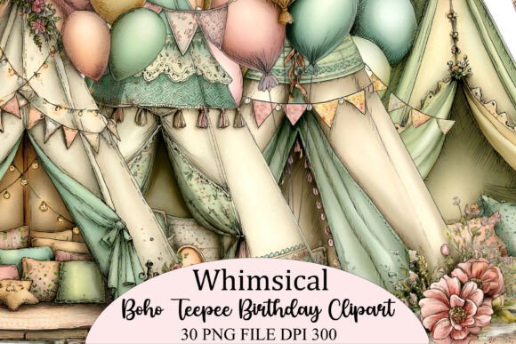 Download Boho Teepee Birthday Clipart PNG Bundle - Art Collection