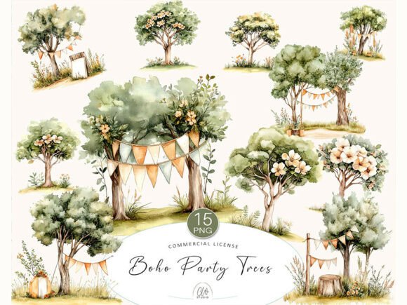 Download Boho Party Tree Cliparts PNG - Art Collection
