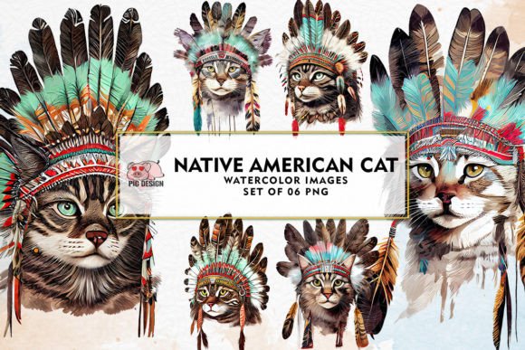 Download Native American Cat Sublimation Clipart - Art Collection
