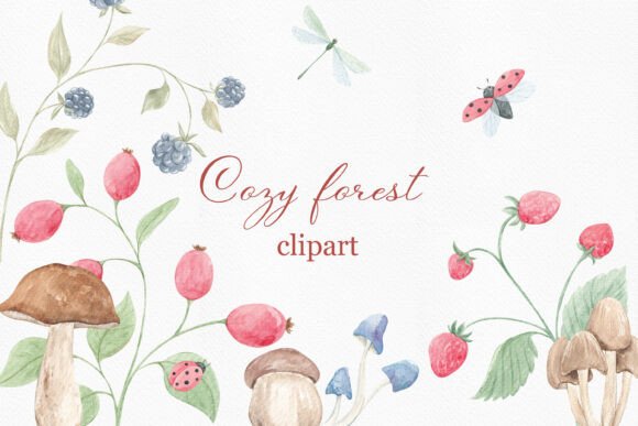 Download Watercolor Cozy Forest Clipart, Mushroom - Art Collection
