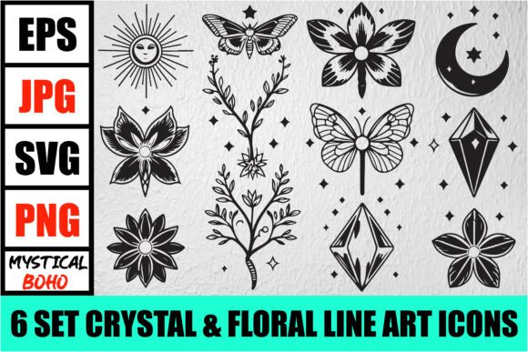 Download Mystic Boho Celestial Line Art Pack - Art Collection