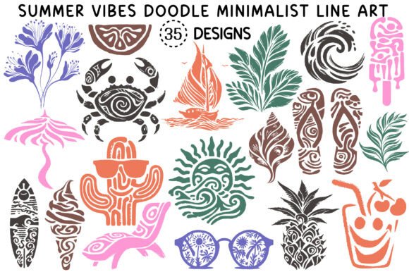 Download Summer Vibes Doodle Minimalist Line Art - Art Collection