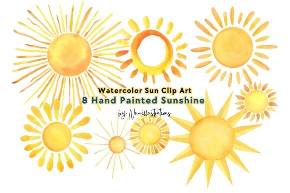 Download Sun Watercolor Clip Art Hand Painted - Art Collection