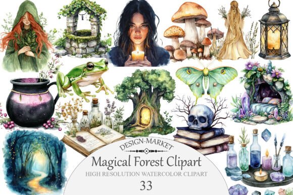 Download Watercolor Magical Forest Clipart - Art Collection