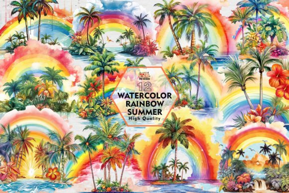 Download Watercolor Rainbow Summer Clipart PNG - Art Collection