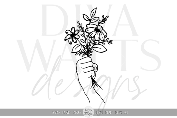 Download Hand with Flowers Silhouette Artwork SVG - Art Collection
