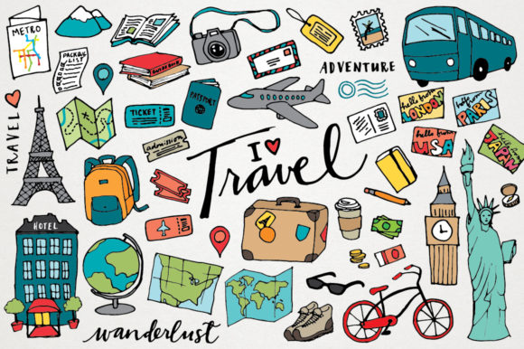 Download Travel Clipart Hand Drawn Illustrations - Art Collection