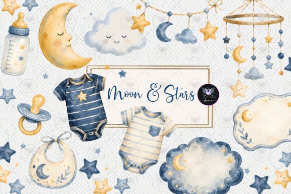 Download Moon &amp; Stars Baby Clipart - Art Collection