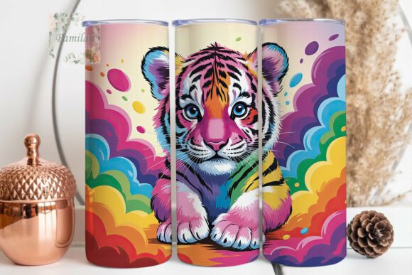 Download Rainbow Baby Tiger Art 20oz Tumbler Wrap - Art Collection