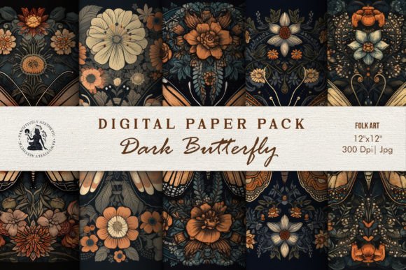 Download Grunge Butterfly Folk Art Digital Paper - Art Collection
