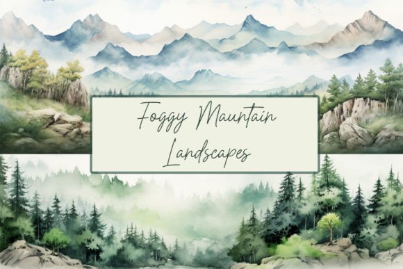 Download Foggy Forest Clipart,Watercolor Mountain - Art Collection