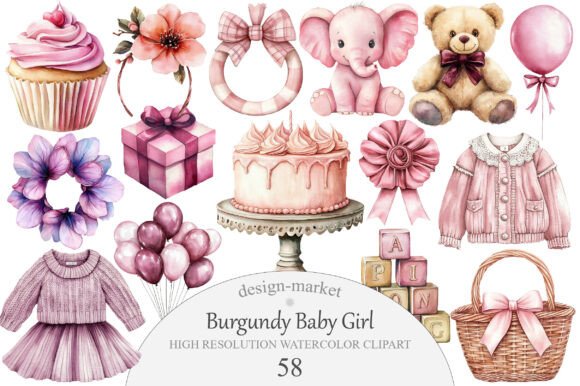 Download Burgundy Baby Girl Clipart - Art Collection