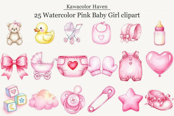 Download Watercolor Pink Baby Girl Clipart - Art Collection