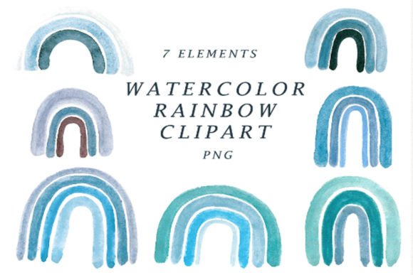 Download Blue Rainbow Watercolor Clipart. - Art Collection