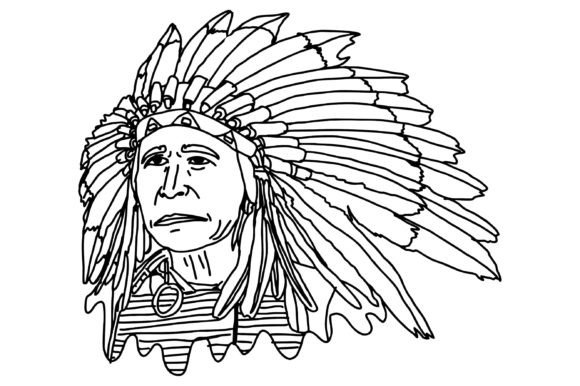 Download American Indian Line Art Vector - Art Collection
