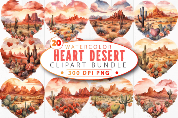 Download Watercolor Heart Desert Clipart Bundle - Art Collection