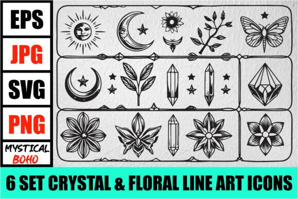 Download Mystic Boho Celestial Line Art Pack - Art Collection