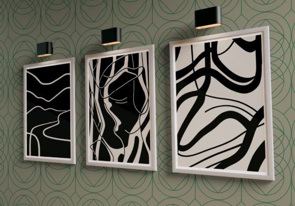 Download Set of 3 Scandinavian Abstract Lines Art - Art Collection
