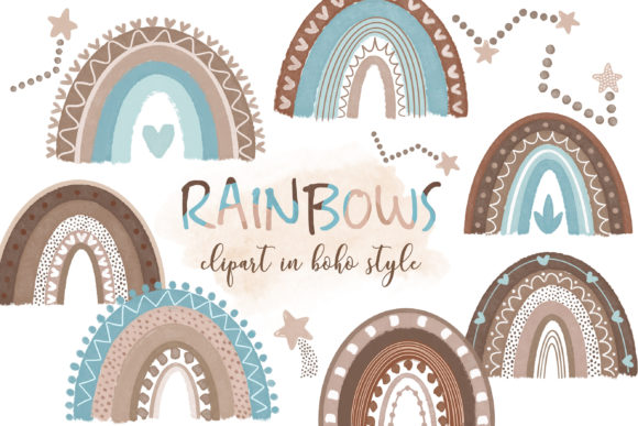 Download Boho Rainbow Clipart, Baby Blue - Art Collection